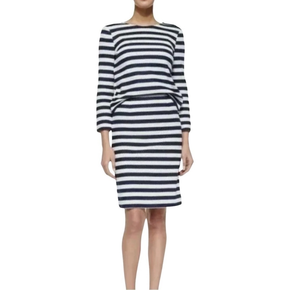 DIANE VON FURSTENBERG White Navy Chevron Skirt Top Set Sz 8